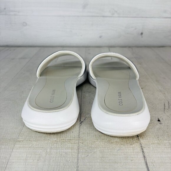 Cole Haan Grand. OS W13485 Leather Metallic Silver Comfort Slide Sandals Sz 6.5B - Picture 7 of 16
